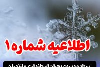 ستاد مدیریت بحران استانداری مازندران هشدار داد